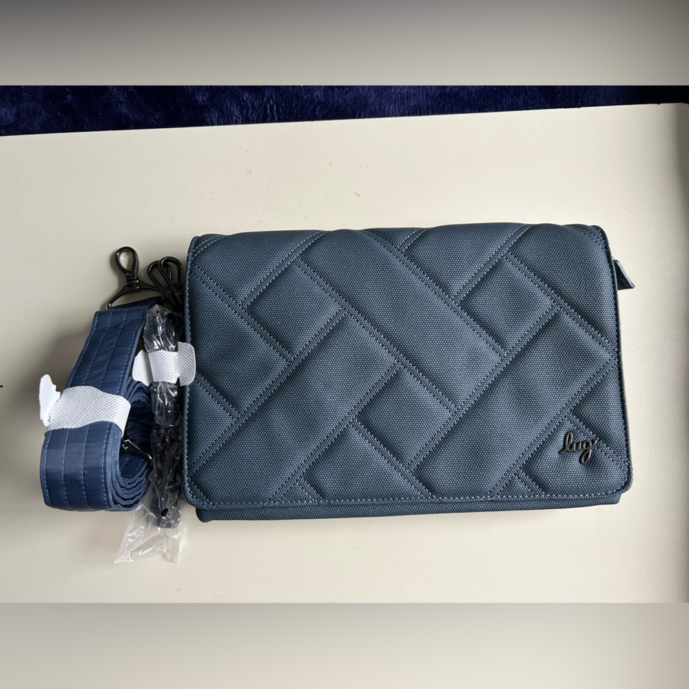 LUG MATTE LUXE HUDDLE SHOULDER BAG SLATE BLUE NWT